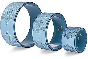 AJNA Yoga Wheel Set for Back Pain and Stretching - 3-Pack Yoga Prop Wheel - Strong and Comfortable for Backbends Pain Relief Massage Relaxation Balance - Deep Tissue Stretching (13, 10, 6 inch)