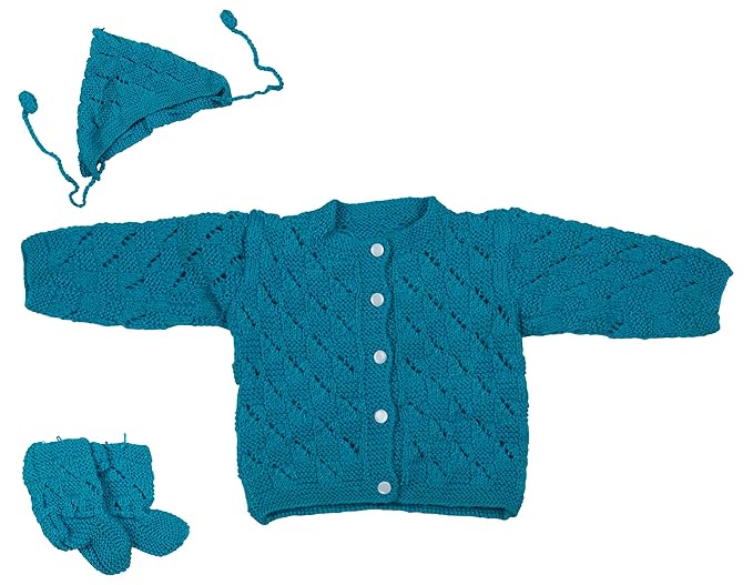 Baby Woolen Clothing Set (Blue, 6-12 Months, Pack of 4)