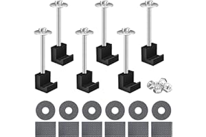 ONAGAD Truck Tool Box Mounting Kit No Drill, Upgraded Pickup Truck Bed Tool Box Tie Downs, Aluminum Alloy J Hook Crossover Toolbox Clamps (Pack of 6, Black)