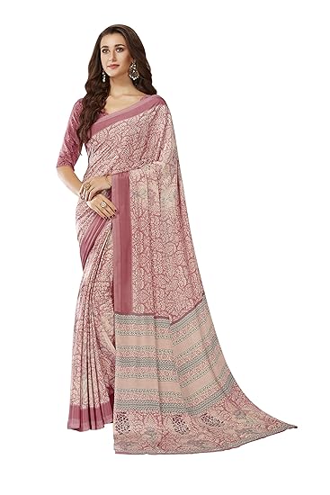 Women's Crepe & Silk Saree With Blouse Piece (fusion-8306-a_Pink)