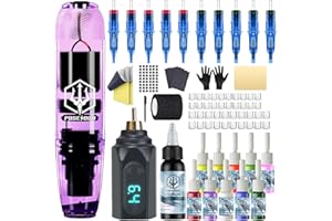 VIDATTX POSEIDON Tattoo Kit, Wireless Tattoo Gun Kit, Tattoo Pen Kit with Power Supply and 11 Tattoo Inks, Tattoo Machine Kit with 10pcs Tattoo Needles for Beginers