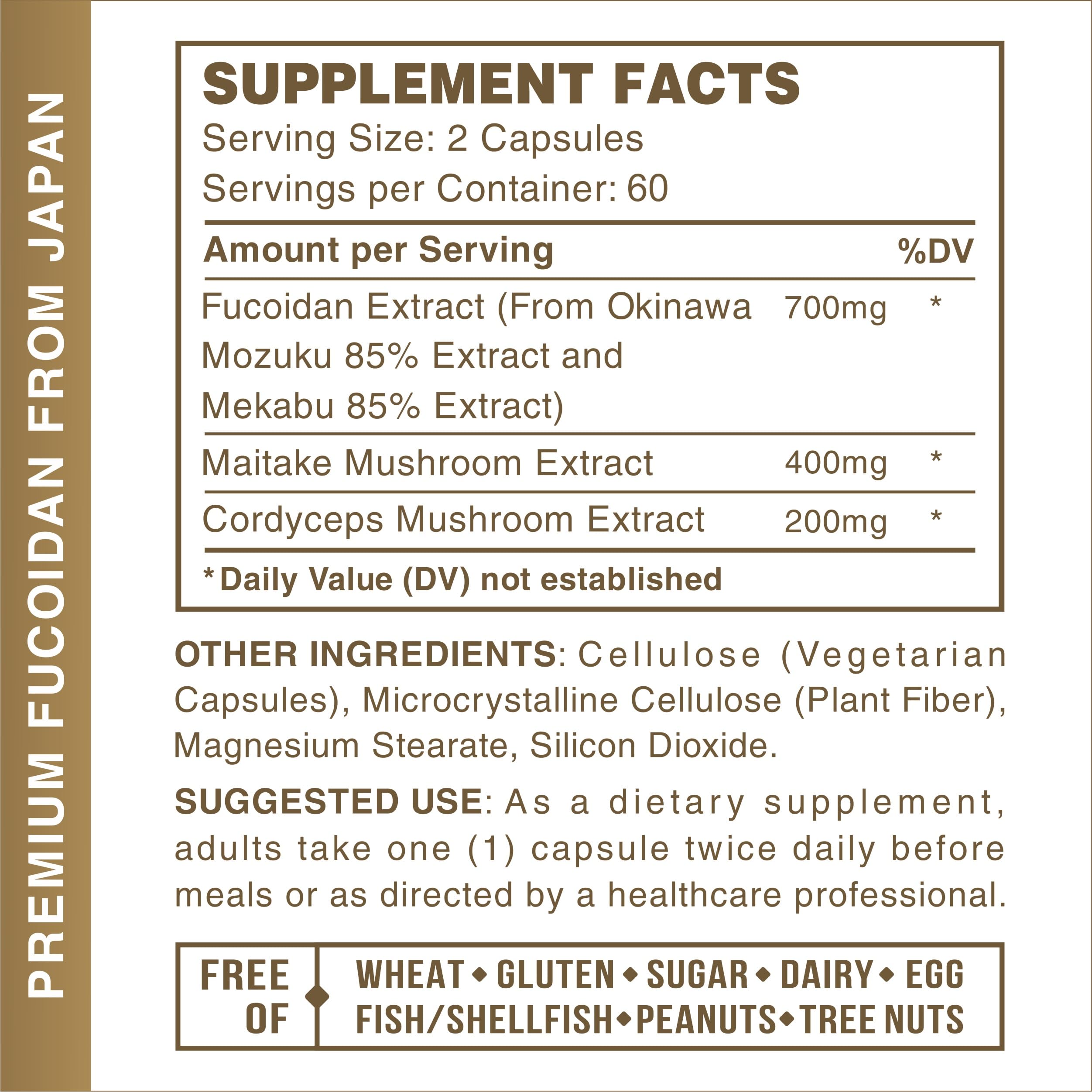 TruQuest Nutrition Premium Fucoidan Extract Immunity Supplement with Two Types of Highest Purity Algae Mozuku and Mekabu 120 Vegetable Capsules - for Optimal Health and Immunity