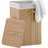 Songmics Groß 100L Bambus Faltbar Wäschekörbe Wäschebox Wäschesammler 3