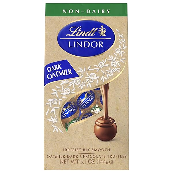 LINDT LINDOR OATMILK DARK CHOCOLATE CANDY TRUFFLES, NON-DAIRY CHOCOLATE TRUFFLES WITH SMOOTH, MELTING TRUFFLE CENTER, 5.1 OZ.