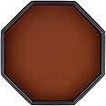 RERIVER Dice Rolling Tray, Felt Lined PU Leather Octagon Dice Tray for Dungeon Crawler Games, Coffee