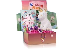 The Memory Building Company Kids Toys, Large Unicorn Surprise Box for Girls and Boys w/Unicorn Plush, Coloring Book and Markers, Jewelry and Horn Headband, Easter Basket Stuffers Gift for Girls Age 6+