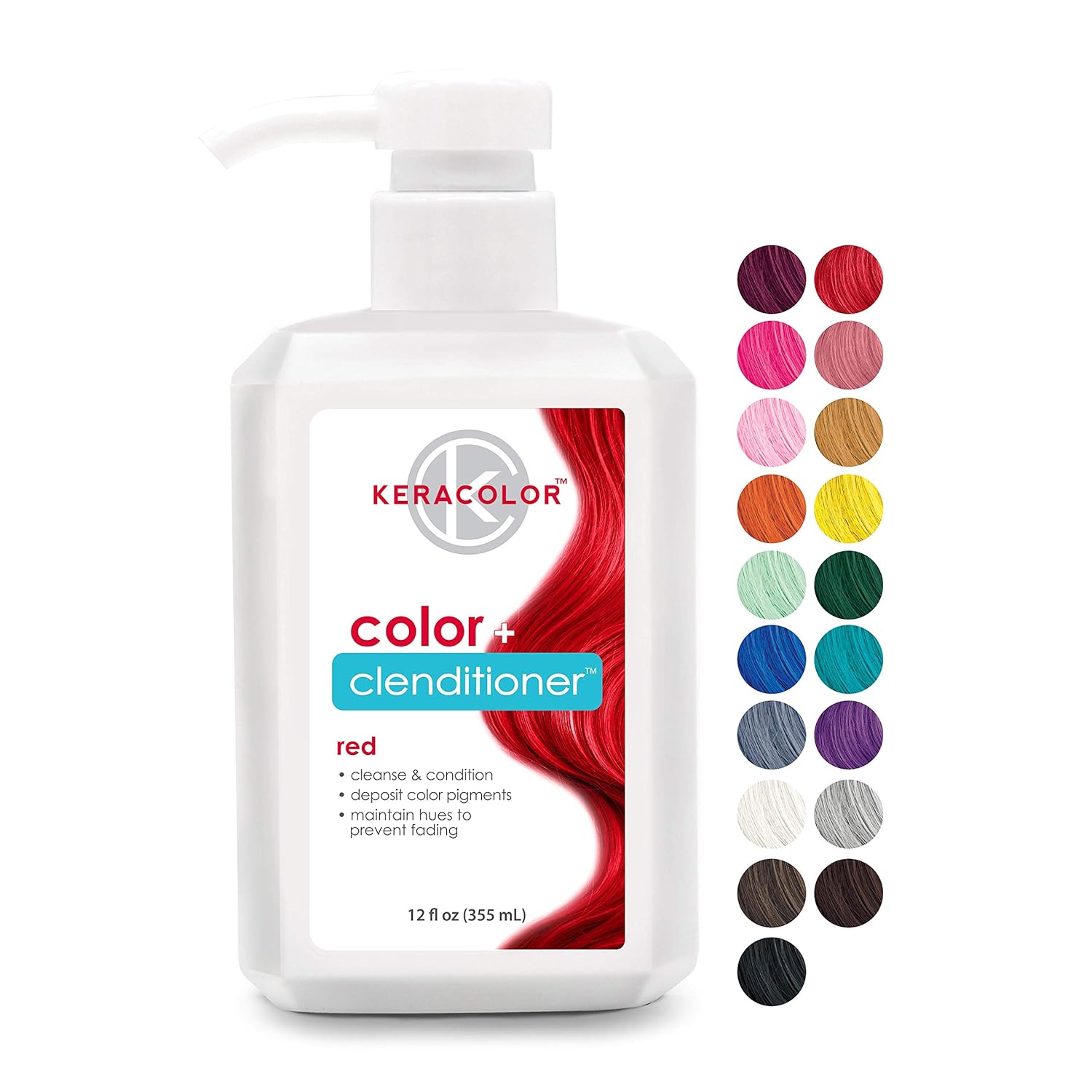 Keracolor Clenditioner Color Depositing Conditioner - Hair Glaze Colorwash, Red, 12 Fl Oz: Premium Beauty