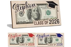 Graduation Money Holder 2026 Personalized, Graduation Gifts Money Holder with Name, Wooden Graduation Card Box Cash Holder En