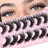 Losha Lashes Fluffy False Eyelashes 6D Volume Lashes Strips 7 Pairs Cat Eye Lashes Soft Fake Eyelashes that Look Like Extensi
