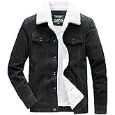Yhfdflbs Men's Corduroy Jacket Winter Sherpa Fleece Trucker Jacket Fur Collar Warm Cowboy Coat