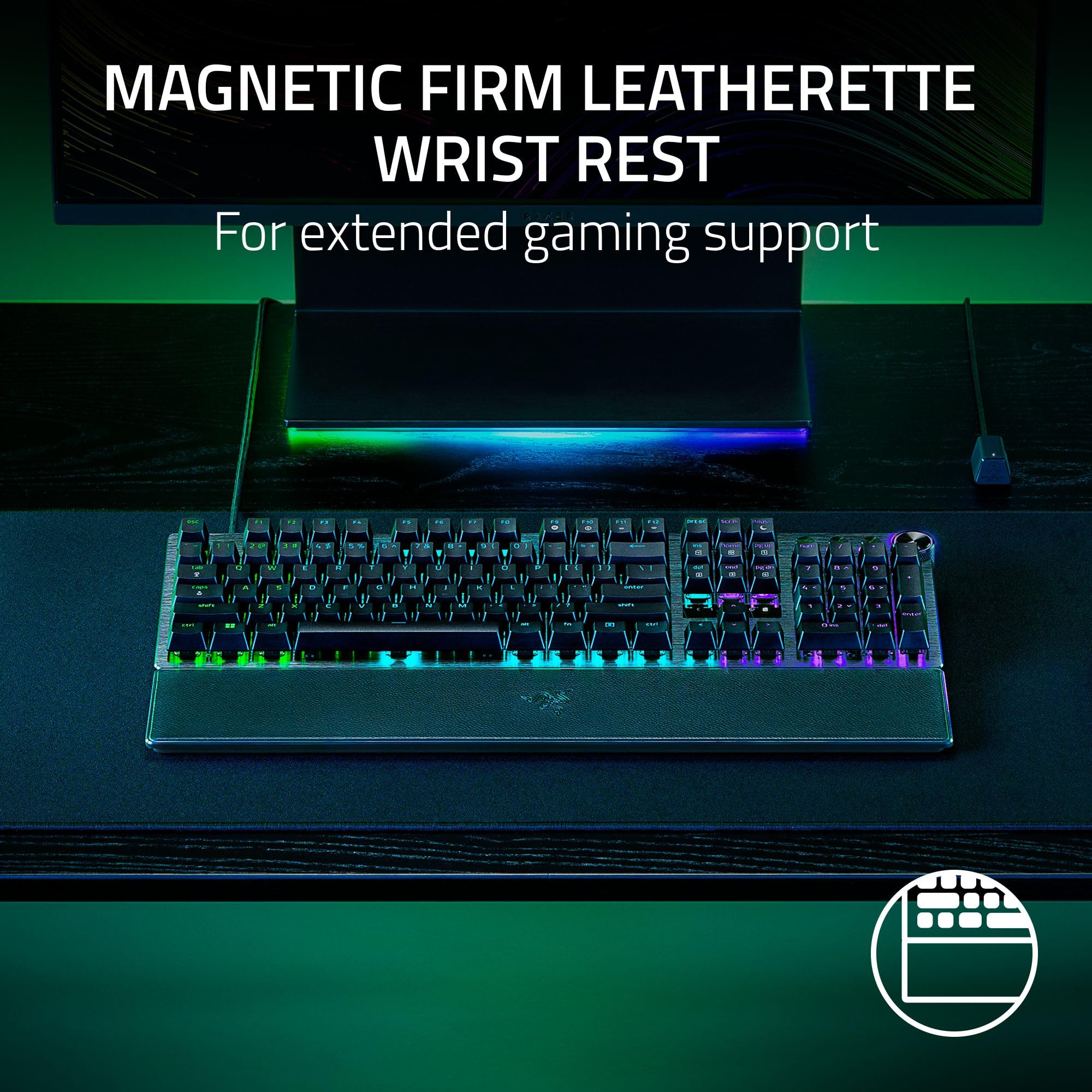 Razer Huntsman V3 Pro Esports Gaming Keyboard: Analog Optical Switches - Razer Snap Tap - Rapid Trigger - Adjustable Actuation - Media Keys & Dial - Doubleshot PBT Keycaps - Wrist Rest - Black