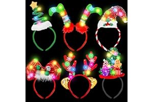 OUDDY PARTY Light Up Christmas Headbands, Christmas Hats Reindeer Antlers Elf Xmas for Christmas Party Supplies Holiday Women Girls