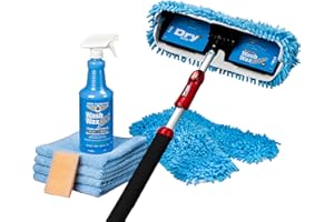 AERO COSMETICS Basic Waterless RV Aircraft Boat Wash Wax Mop Kit with Standard Length Shur-Line Pole 4' to 9' No Ladder Needed, Wash, Wax, Dry, Anywhere, Anytime, No Restrictions