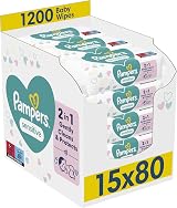 Pampers Sensitive Baby Wipes 1200 Unscented Soft Thick Cloth 15 Packs