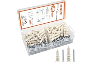 ISPINNER 140pcs Plastic Drywall Anchors Self Drilling Hollow Wall Anchors with Screws Assortment Kit (13x42mm + 15x33mm)