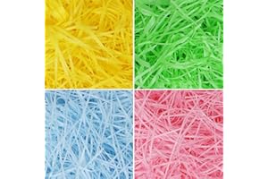 JOYIN 2.25 LB Multicolor Rainbow Easter Grass Recyclable Paper Shred Gift Wrap Crinkle Filler(Pink, Yellow, Sky Blue, and Gre