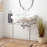 Signature Hardware 480513 Cierra 30" Vitreous China Console Bathroom Sink with 3 Faucet Holes at 8" Centers