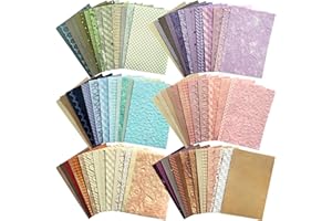 Flartmo 102 Sheets Textured Scrapbook Paper and Mesh Fabric Kit, 6 Pack Handmade Special Paper, Decorative Decoupage Paper for Scrapbooking Bullet Junk Journal Supplies Cards Crafts(6 x 4 inches)