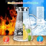 SUSTEAS 1.5 L Glass Jug with Lid Borosilicate Heat Resistant Carafe view 2