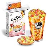 J WAY BOBA Authentic Instant Tapioca Boba Pearls for Milk Tea, Smoothies and Desserts, Tropical Fruit Flavor (Ready in Just 2