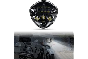 VEISUTOR LED Headlights Assembly for Victory 05-18, Black Motorcycle LED Headlamp Front Lights Lamp for Polaris Victory Cross Roads Country Hammer Kingpin Vegas Boardwalk Jackpot 2005-2018 Accessories