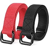 JASGOOD 2 Pack Boys Belts,Kids Canvas Belts Football Baseball Belt with Double Ring Buckle for Softball Pants Jeans