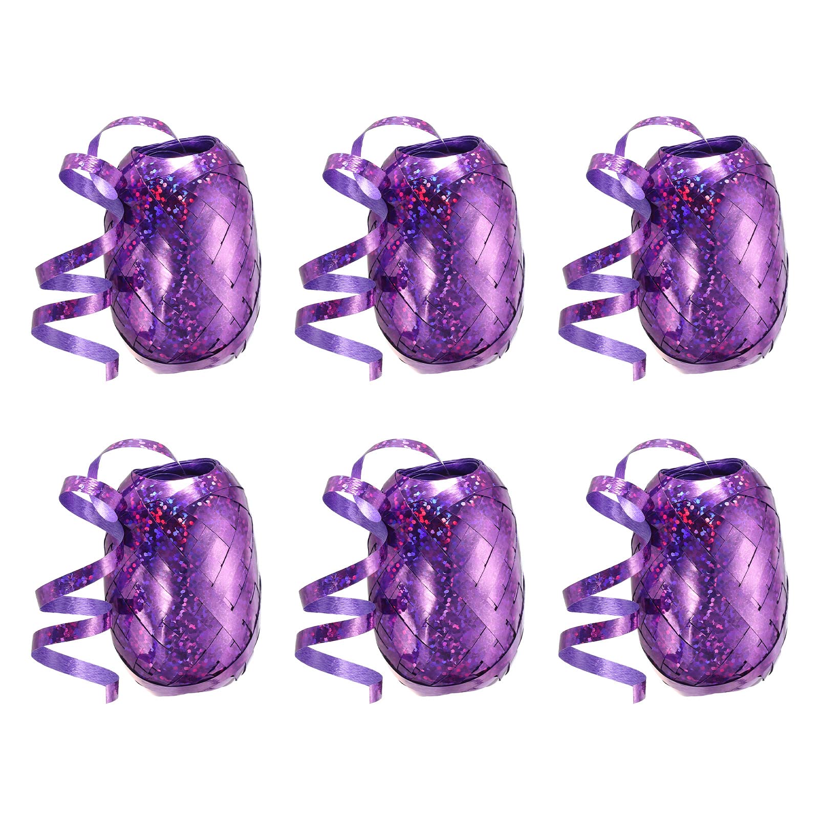 PATIKIL 6pcs Curling Ribbon Crimped Balloon String 5mm Laser Metallic Shiny 10m for Christmas Wedding Gift Crafts Florists Decoration Purple