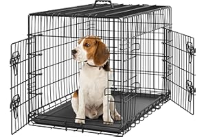 Yaheetech 36 inch Double Door Dog Crate w/Divider for Puppy, Collapsible Metal Dog Kennel with Removable Tray, Portable Trave
