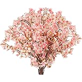 Tigeen 12 Pack 40.5 Inch Artificial Cherry Blossom Branches Bulk Fake Cherry Blossom Flowers Long Stems Silk Faux Pink Cherry Flower Vase Arrangement for Wedding Table Centerpiece DIY Home Decor