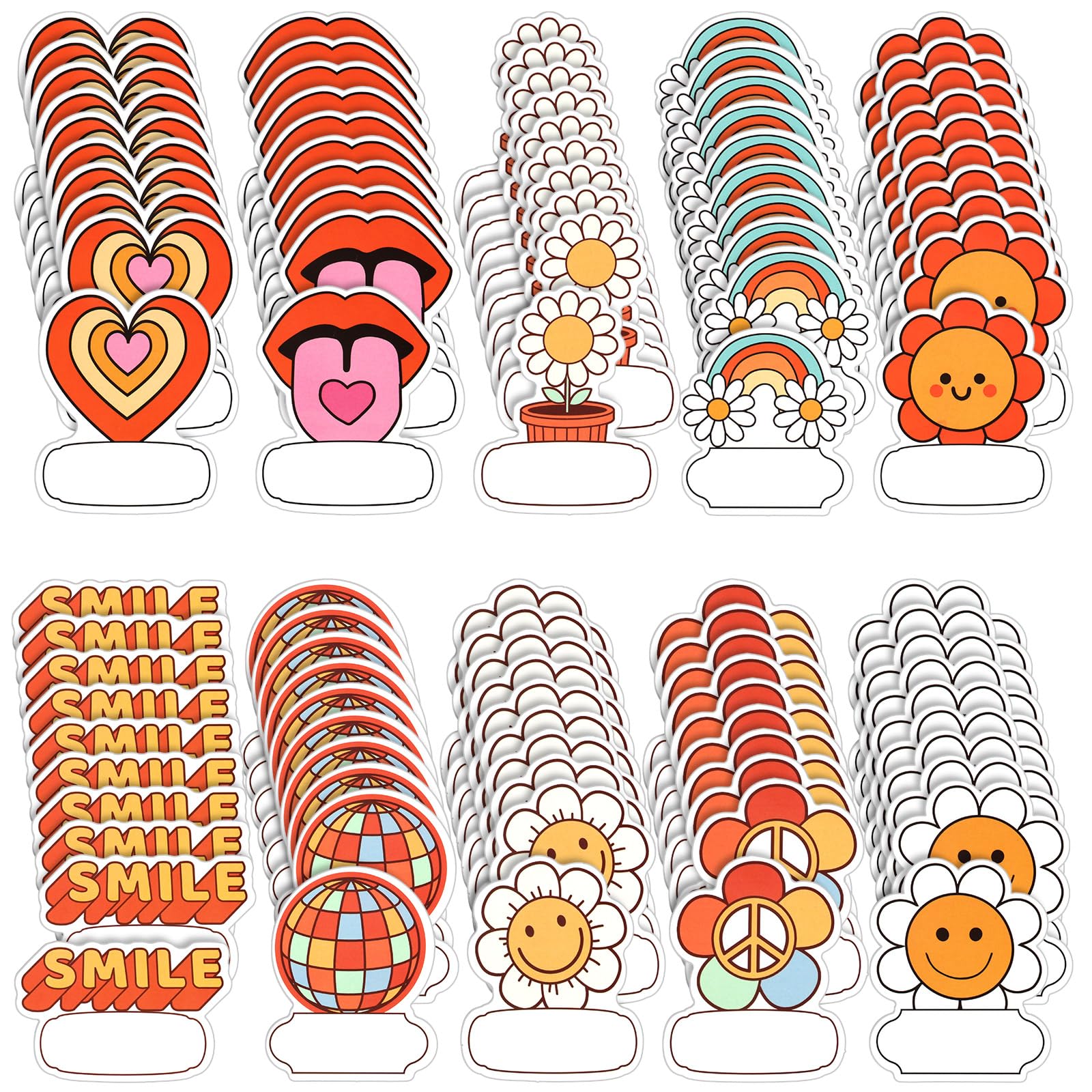 Photo 1 of 100 Pcs Classroom Name Tags for Cubbies Bulk Name Tags for Desks Stickers Groovy Boho Labels Bulletin Board Decor Student Desks & Cubbies for Kindergarten, Preschool(Cute)