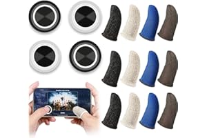 Weewooday 16 Pieces Phone Game Joystick Kits, 4 Touch Screen Game Control Joypad and 12 Gaming Finger Sleeve, Mobile Game Con