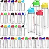 Domensi 50 Pieces Plastic Water Bottle Bulk 17 oz Sports Adults Reusable Large Water Bottles with Leak Proof Flip Top for Adults Fitness(Multicolor)