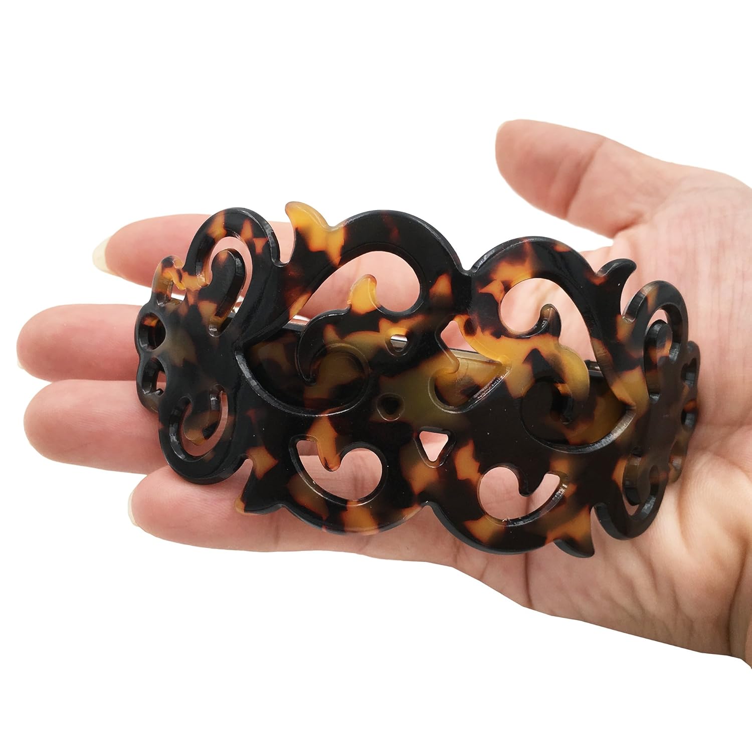Strong Large Barrette Hair Clip Grip Set for Thick Hair Tortoise Shell Pattern Women Girls : Beauty