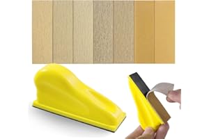 Shawya Micro Hand Sanding Block Kit 3.5”x1.1”x1.8” 70 PCS Assorted 80 to 400 Grits Hook and Loop Detail Sanding Refill Sander Kit for DIY Crafts Wood Metal Polishing Small Detail Finishing Sander