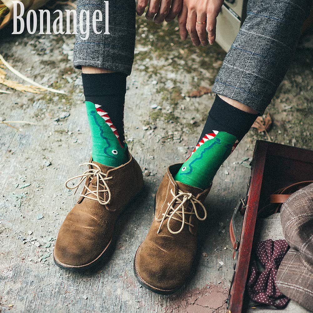 Dress Socks for Men & Women,Colorful Funny Crazy Novelty Fun Dress Socks Pack by Bonangel,Cool Pattern Crew Socks With Gift Box(Crocodile)