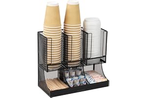 Mind Reader Multipurpose Countertop Organizer, Office Breakrooms, Cup and Condiment Station, Metal Mesh, Black