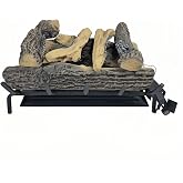 Americangaslogs 18&ndash;24 Inch Vented Gas Log Set, Adjustable Flame Gas Fireplace Burner Set with Manual Control(Manual Valve, 24 inch Natural Oak)