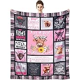 Highland Cow Gift for Women and Kids - Throw Blanket for Cow Lovers - Just A Girl Who Loves Highland Cows bBankets for Couch, Sofa, Bed, Chair 50 x 60 inch