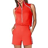 SENSERISE Rompers for Womens One Piece Jumpsuits Casual Sleeveless Half Zipper 2026 Summer Vacation Beach Outfits