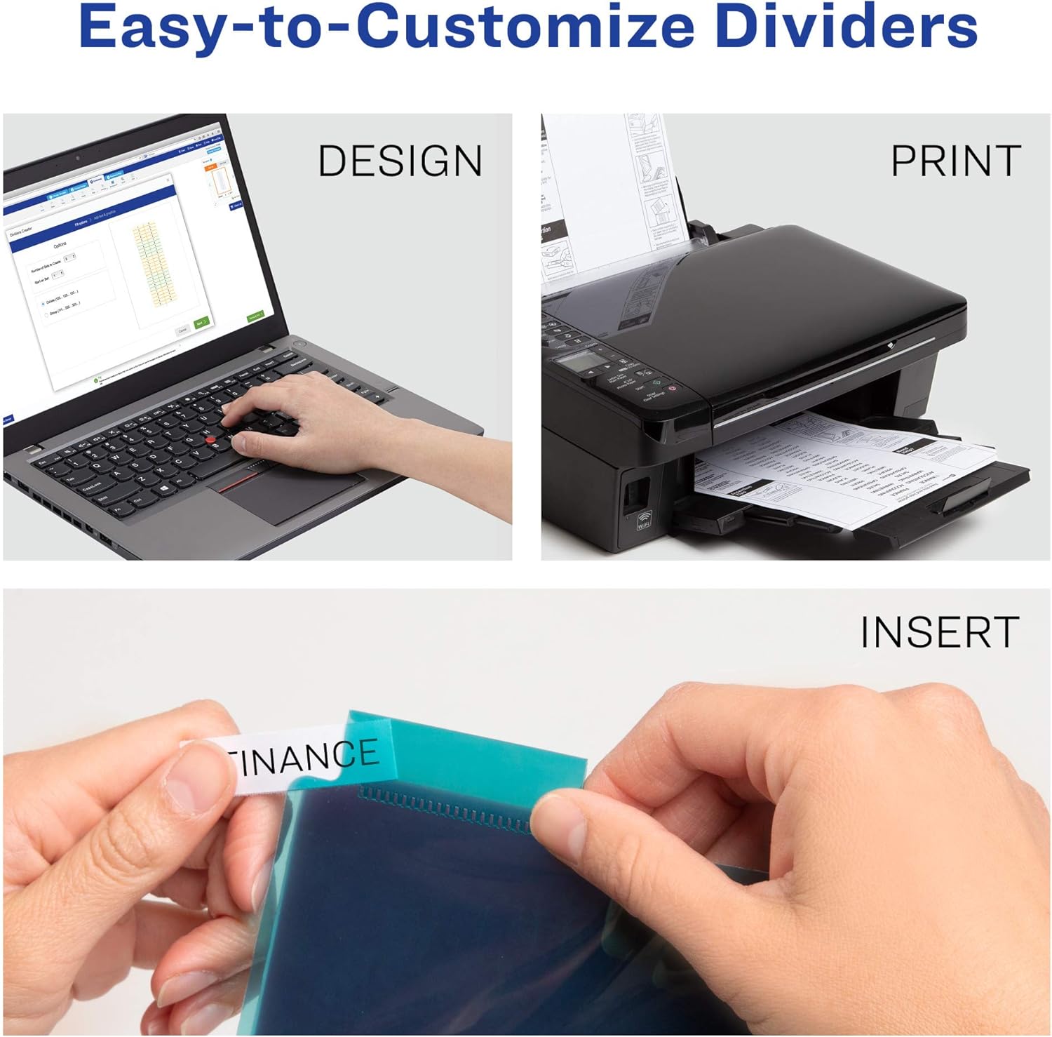 Avery Big Tab Insertable Plastic Dividers, Two-Tone Colors, Two Pockets, 5-Tab Set (11982) : Office Products