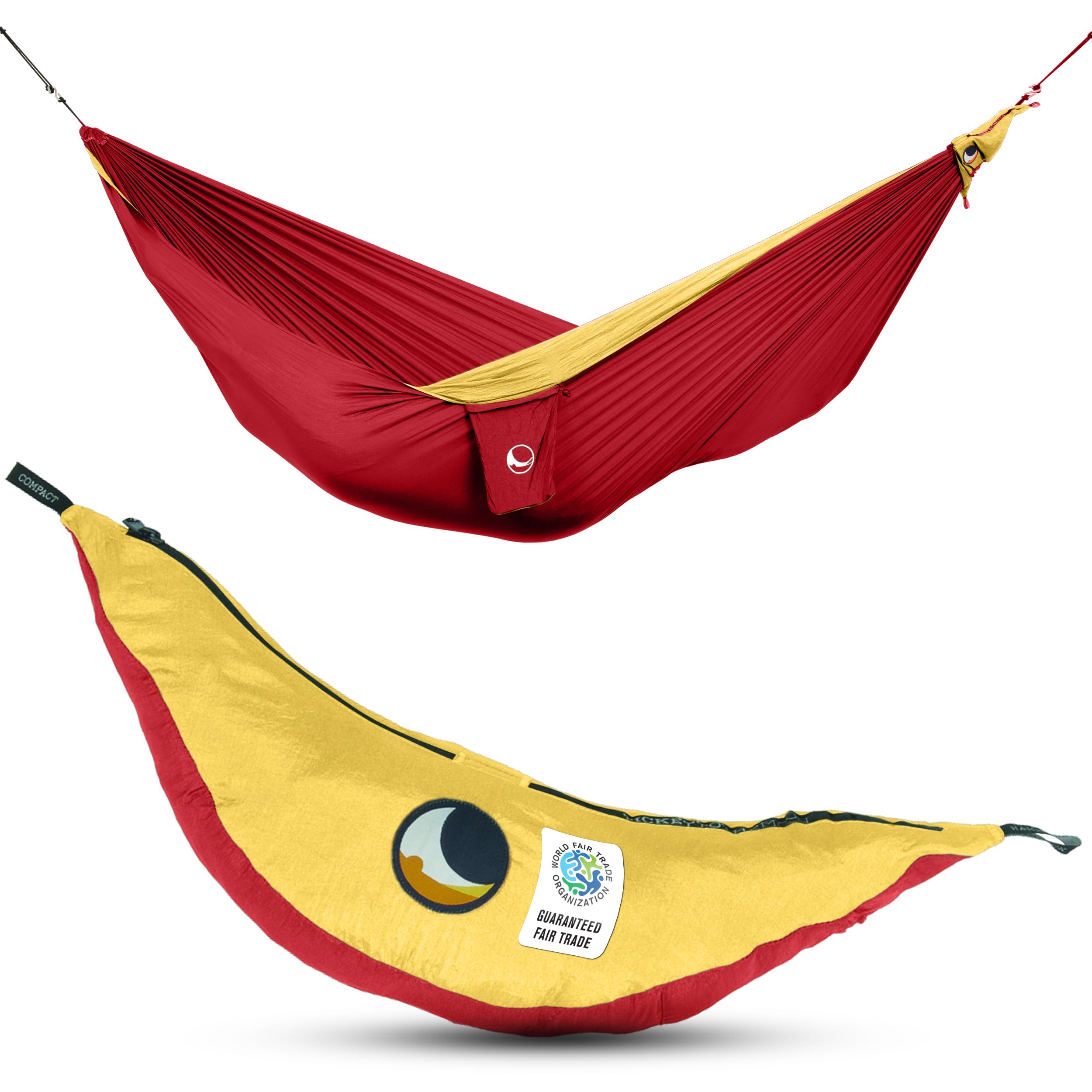 Ticket to the Moon Original Hammock - Burgundy/Dark Yellow (2021), (3.2x2m / 10.5x6.56’)