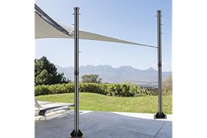 BRILLIHOOD 9Ft Outdoor Sun Shade Sail Poles, Shade Cloth Pole Kits Heavy Duty Metal Post for Sun Shade Sail, String Light, Canopy, Backyard, Patio, Deck, Concrete, 2-Pack