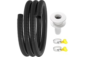 GOPAYIA 1-1/8 Inch Bilge Pump Hose 6FT Bilge Plumbing Kit Hose Clamps Through Hull Fitting with Check Valve for Boat Marine, Black