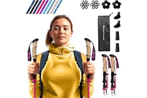 HIGH STREAM GEAR Walking Sticks for Men & Women - 14.5" Foldable Hiking Poles for Backpacking, Exercising and Traveling, Set of 2 Aluminum Nordic Collapsible Trekking Poles