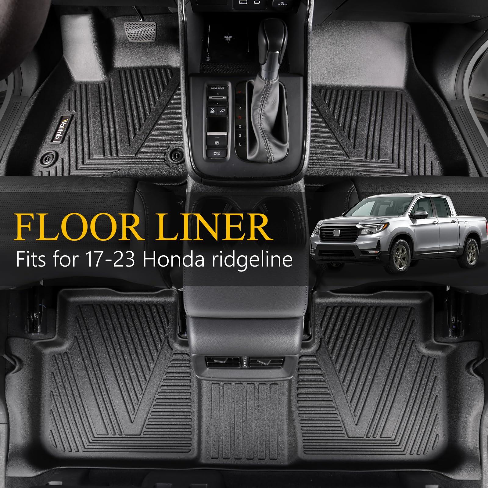 Wailtnb Floor Mats Custom for Honda Ridgeline 2023 2022 2021 2020 2019
