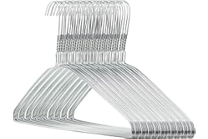 HANGERWORLD Silver Metal Wire Clothes Hangers 16inch 13 Gauge Clothes Garment Coat Hanger (50 Pack)