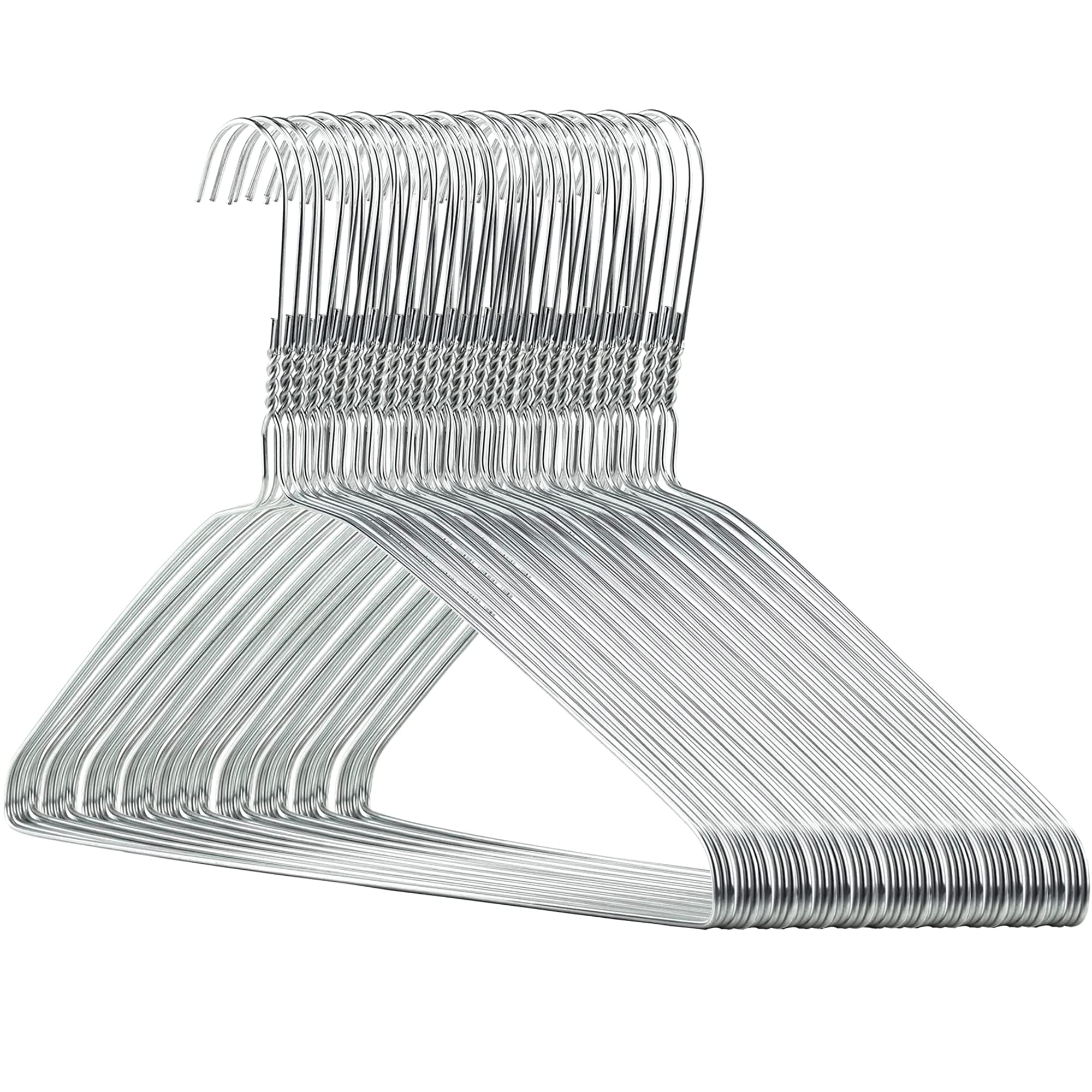 Hangerworld 41 cm/16-Inch Galvanised Metal Wire Coat Clothes Hangers, Pack of 50, Silver