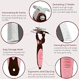 FurCare 3-in-1 Deshedding Dematting Detangling Pet Tool Pink Cat Dog Grooming view 4