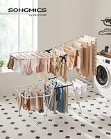 Songmics 2-Level Stainless Steel Clothes Airer with Height Adjustable Wings view 2