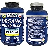Naka Platinum Organic Black Seed oil, 100% PURE, 1250 mg per softgel, ULTRA STRENGTH, Cold Pressed, 2-3% Thymoquinone, Made i